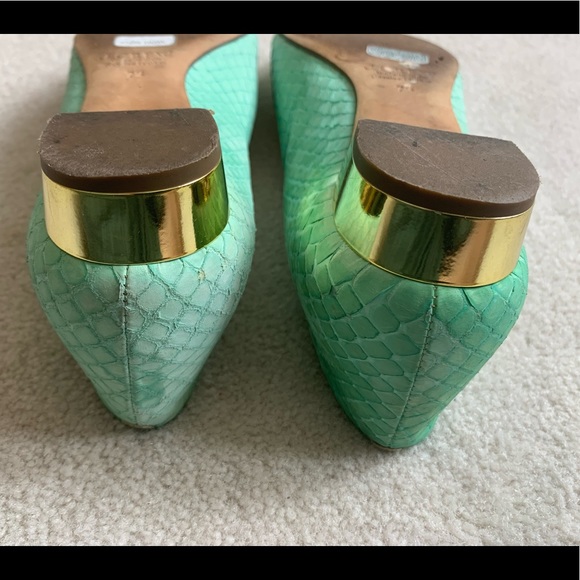 🌸HP🌸 Rare Find, J. Crew Collection Janey Snakeskin Flats, Metallic heels, 7.5 - Picture 6 of 16